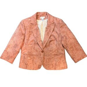 Worthington Women’s Textured Blazer Size 16 | Peach Coral One Button Jacket y2k